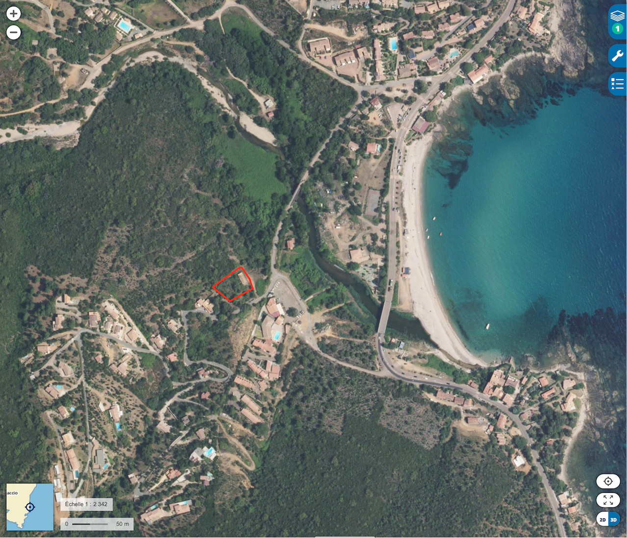 Tarco, à 200m. de la plage accessible à pied: Terrain à bâtir avec BÂTI EXISTANT et C-U OPÉRATIONNEL RÉCENT pour maison jusqu'à 160m2 hab.