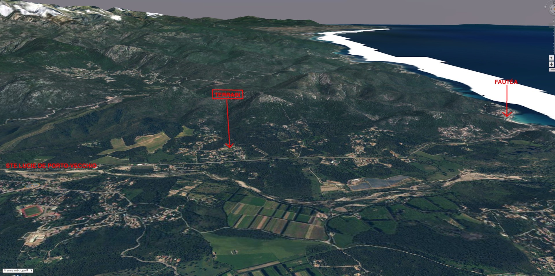 Terrain à bâtir VIABILISÉ entre Ste Lucie de Porto-Vecchio et Fautéa.