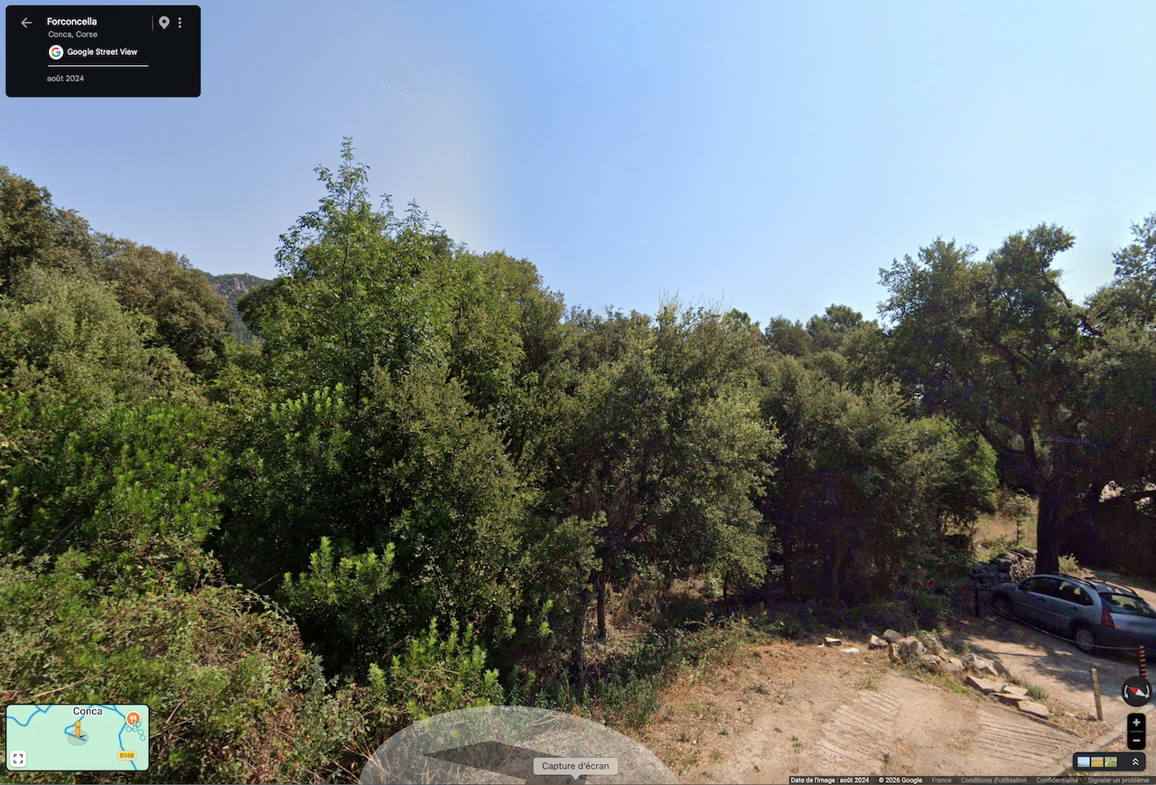 Conca village (centre), à moins de 10 min. du centre de Ste Lucie de Porto-Vecchio, 18 minutes des plages de Pinarello ou de Favone: Terrain à bâtir avec C-U OPÉRATIONNEL PURGÉ pour construction d'une maison individuelle.